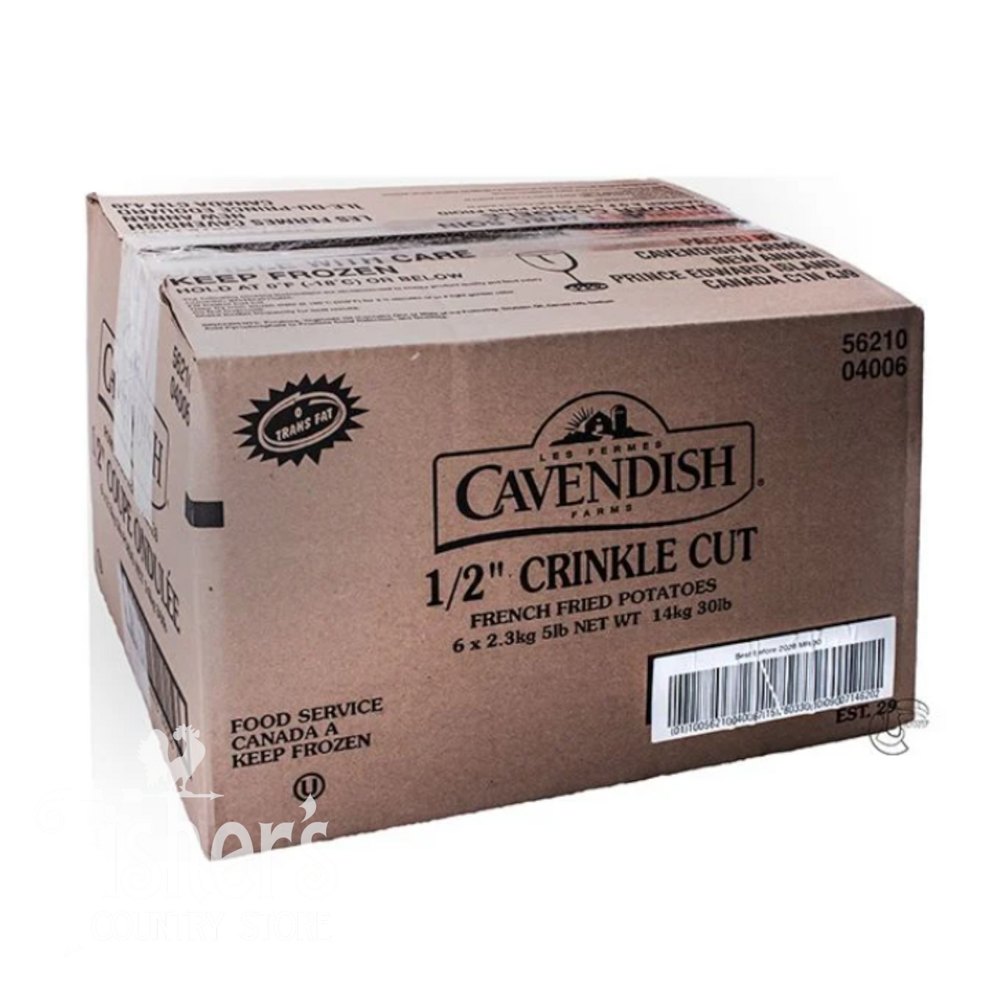 6/5 lb. Cavendish Crinkle Cut Fries, 1/2"