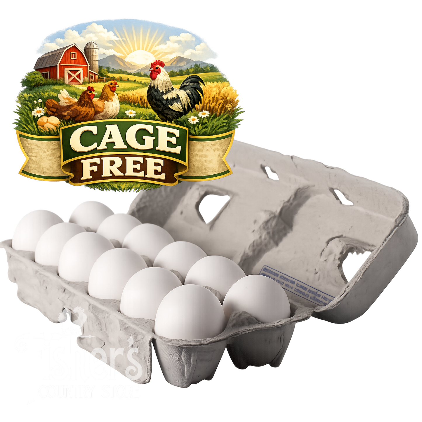 30 dz. Large White Eggs, Cage Free
