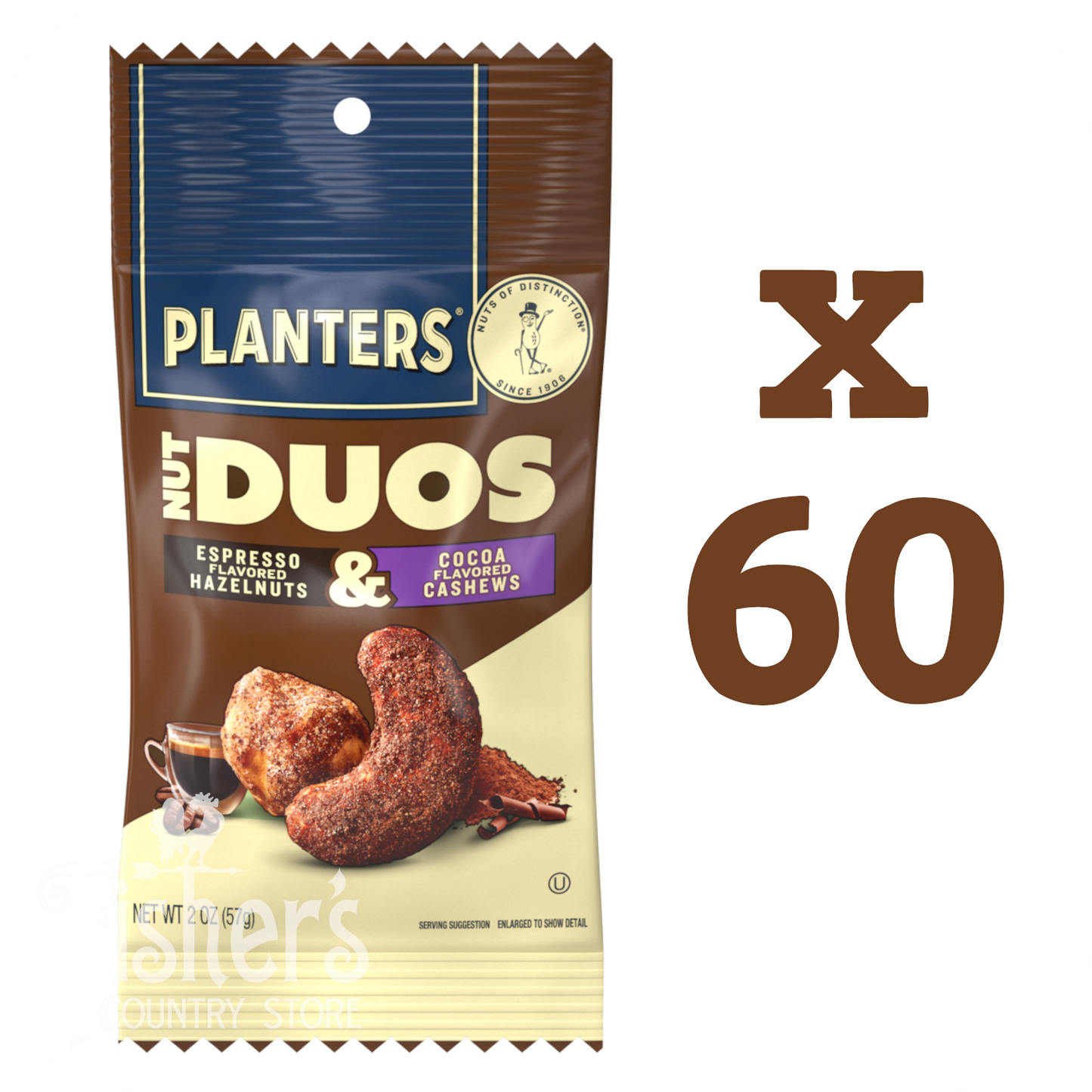 6/10 pk. Planters Duos Cocoa Cashews & Espresso Hazelnuts, 2 oz.