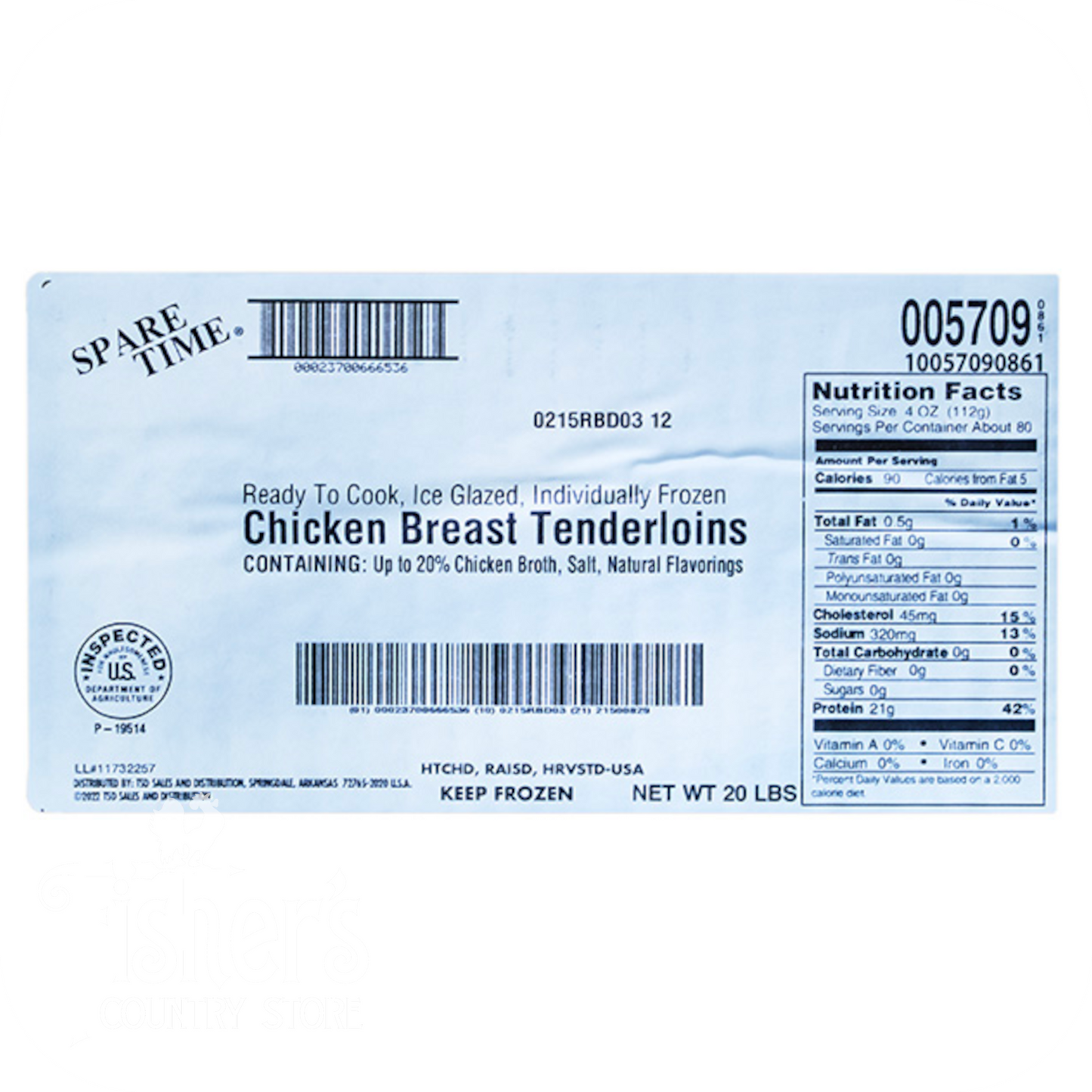 4/5 lb. Spare Time Chicken Breast Tenderloins, Frozen