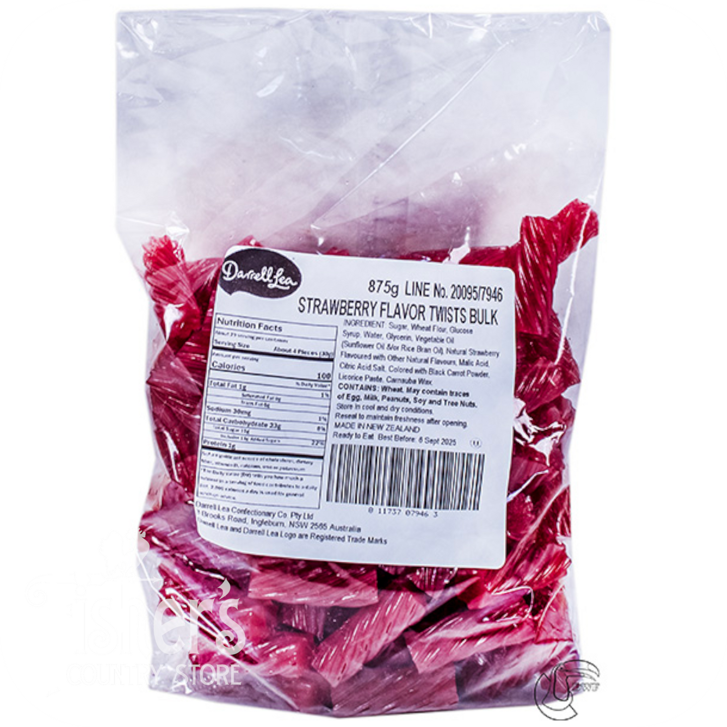 15 lb. Darrell Lea Strawberry Licorice Twists