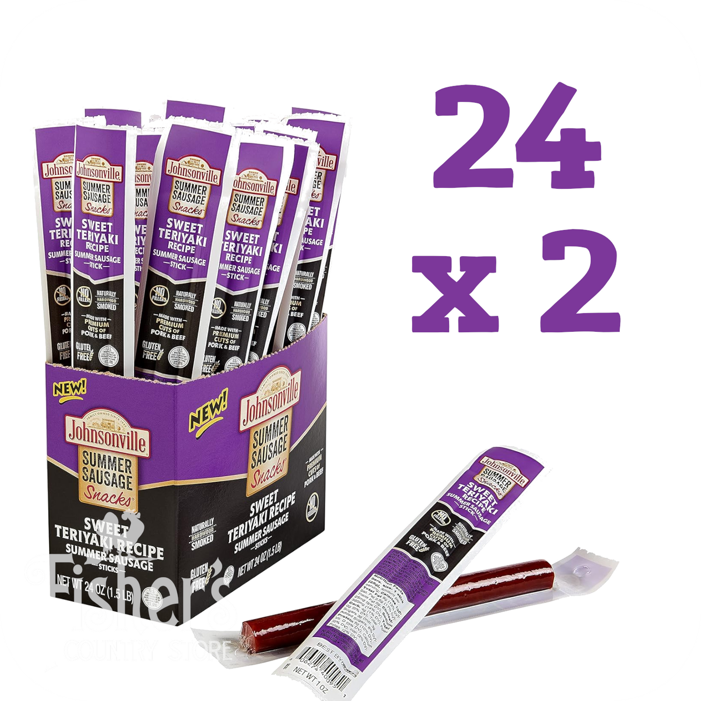 2/24 pk. Johnsonville Sweet Teriyaki Summer Sausage Sticks, 1 oz.