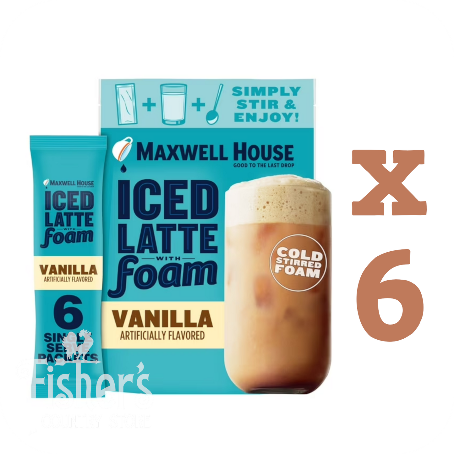 6/6 pk. Maxwell House Iced Vanilla Latte w/Foam Mix