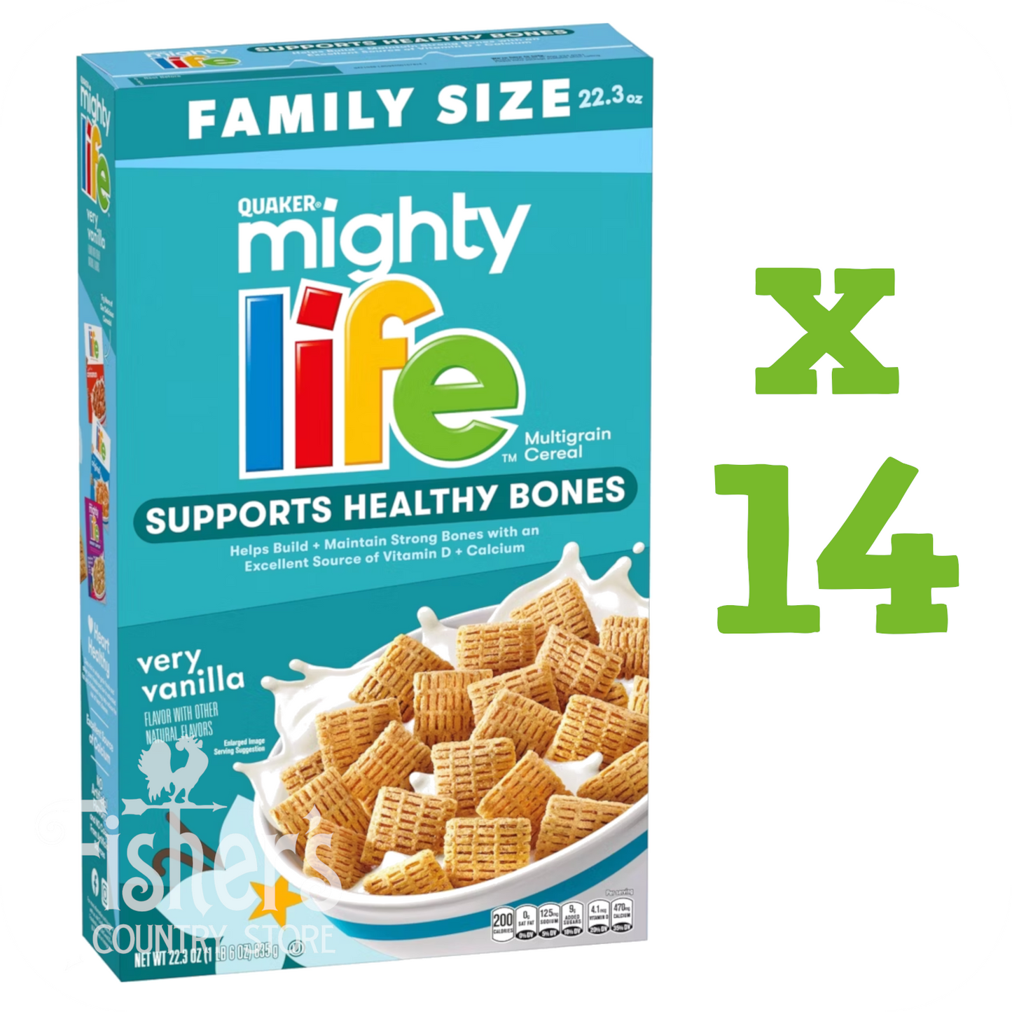 14/22.3 oz. Quaker Mighty Life Cereal, Very Vanilla Family Size