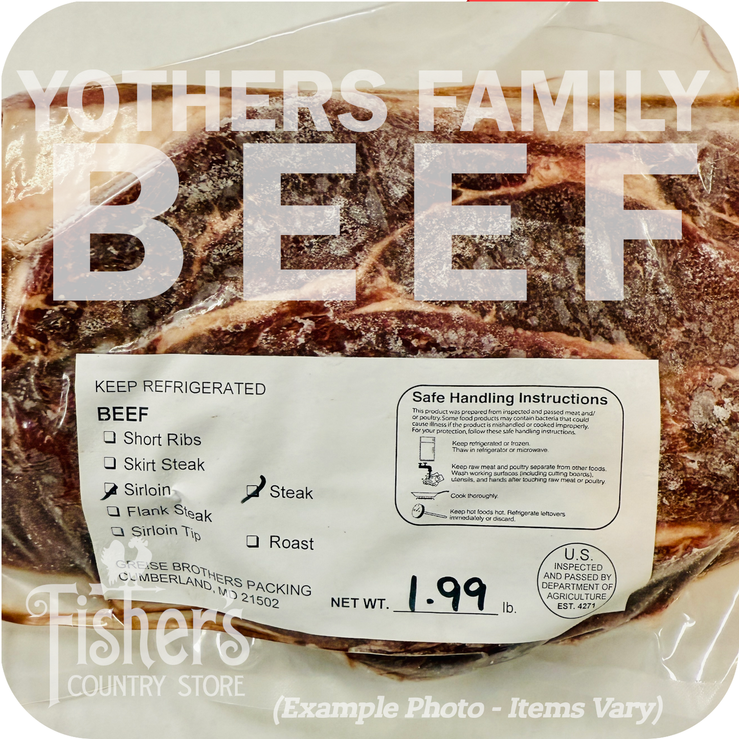 110-130 lb.* Yothers Family Local Beef Quarter - Cut, Wrapped, & Frozen $7.55/lb.