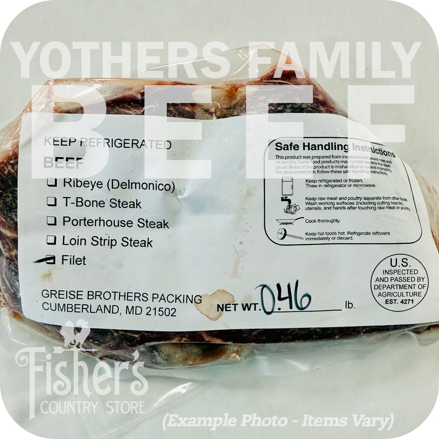 110-130 lb.* Yothers Family Local Beef Quarter - Cut, Wrapped, & Frozen $7.55/lb.