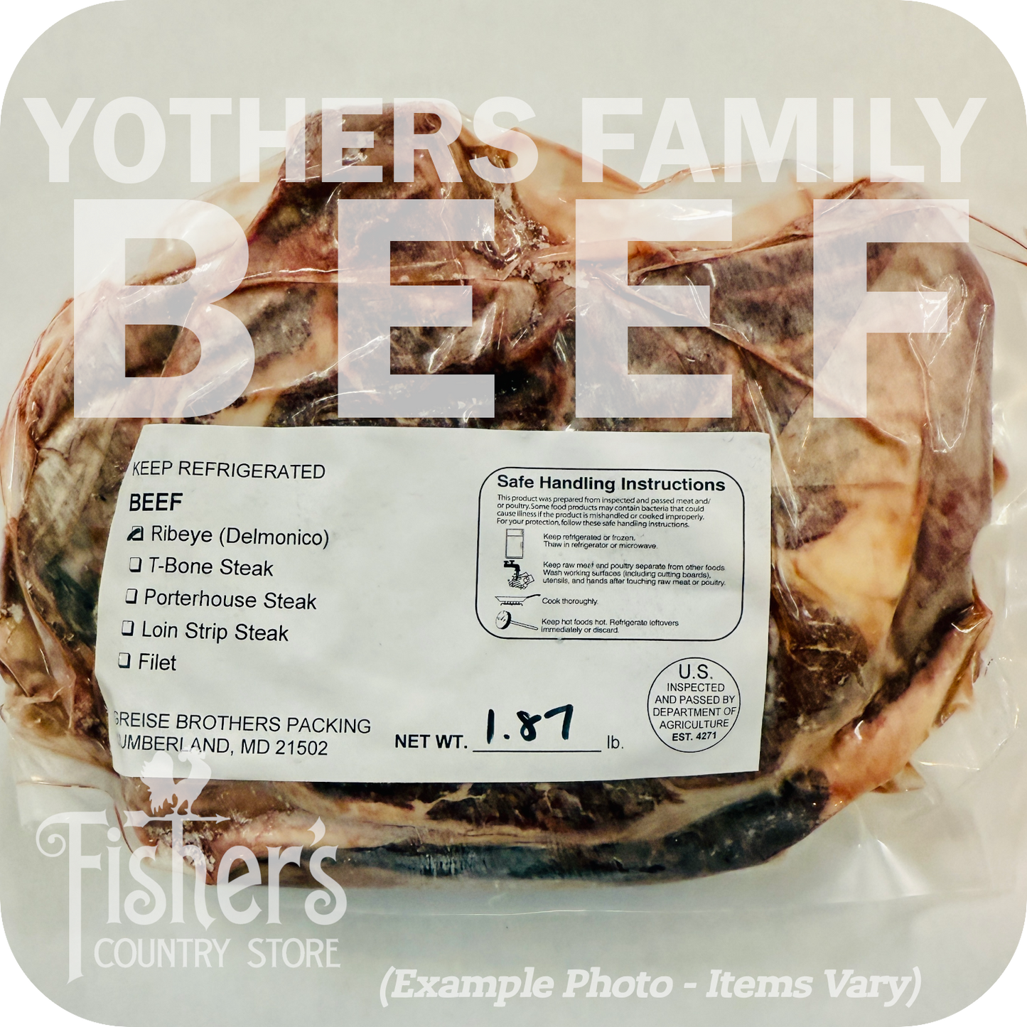 110-130 lb.* Yothers Family Local Beef Quarter - Cut, Wrapped, & Frozen $7.55/lb.