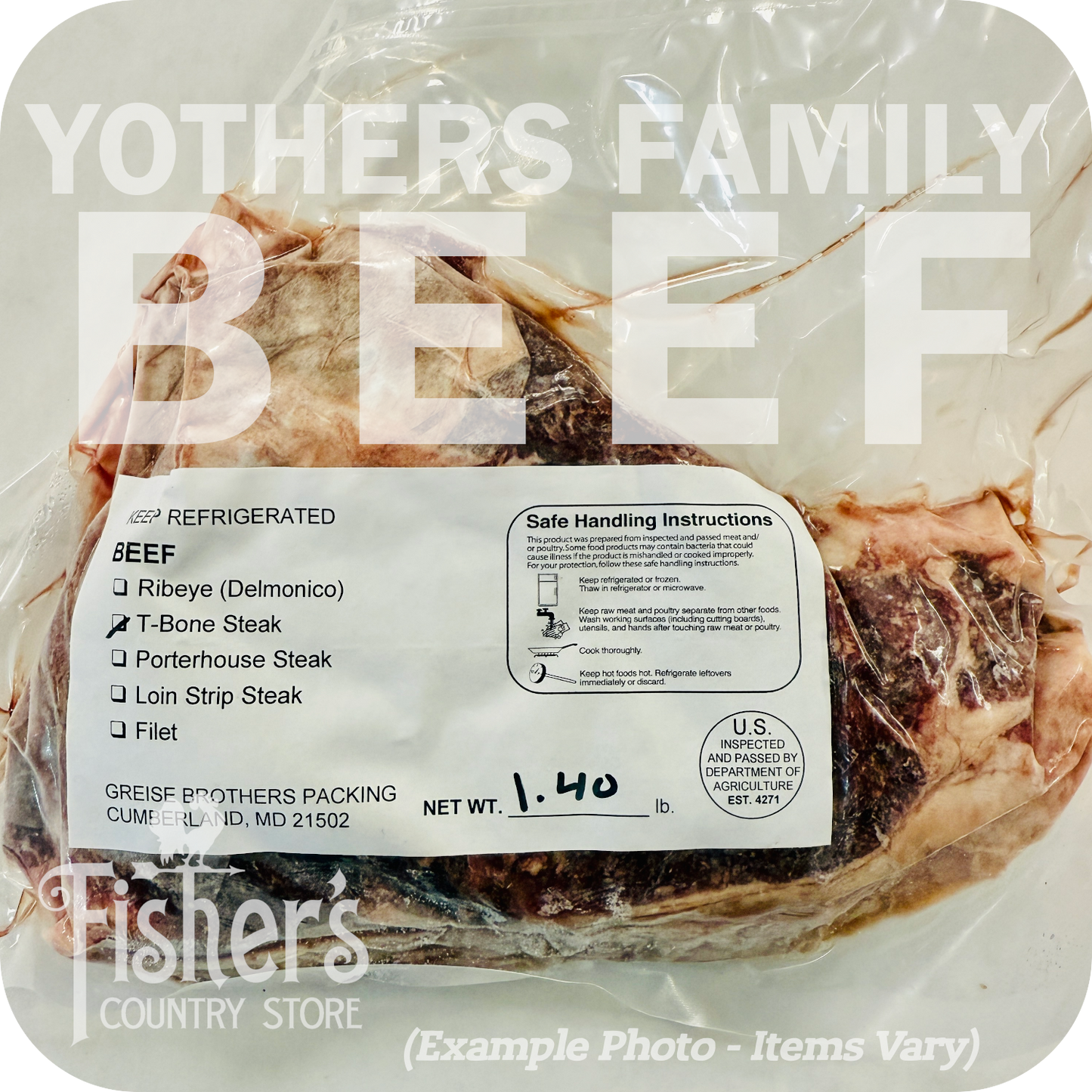 110-130 lb.* Yothers Family Local Beef Quarter - Cut, Wrapped, & Frozen $7.55/lb.