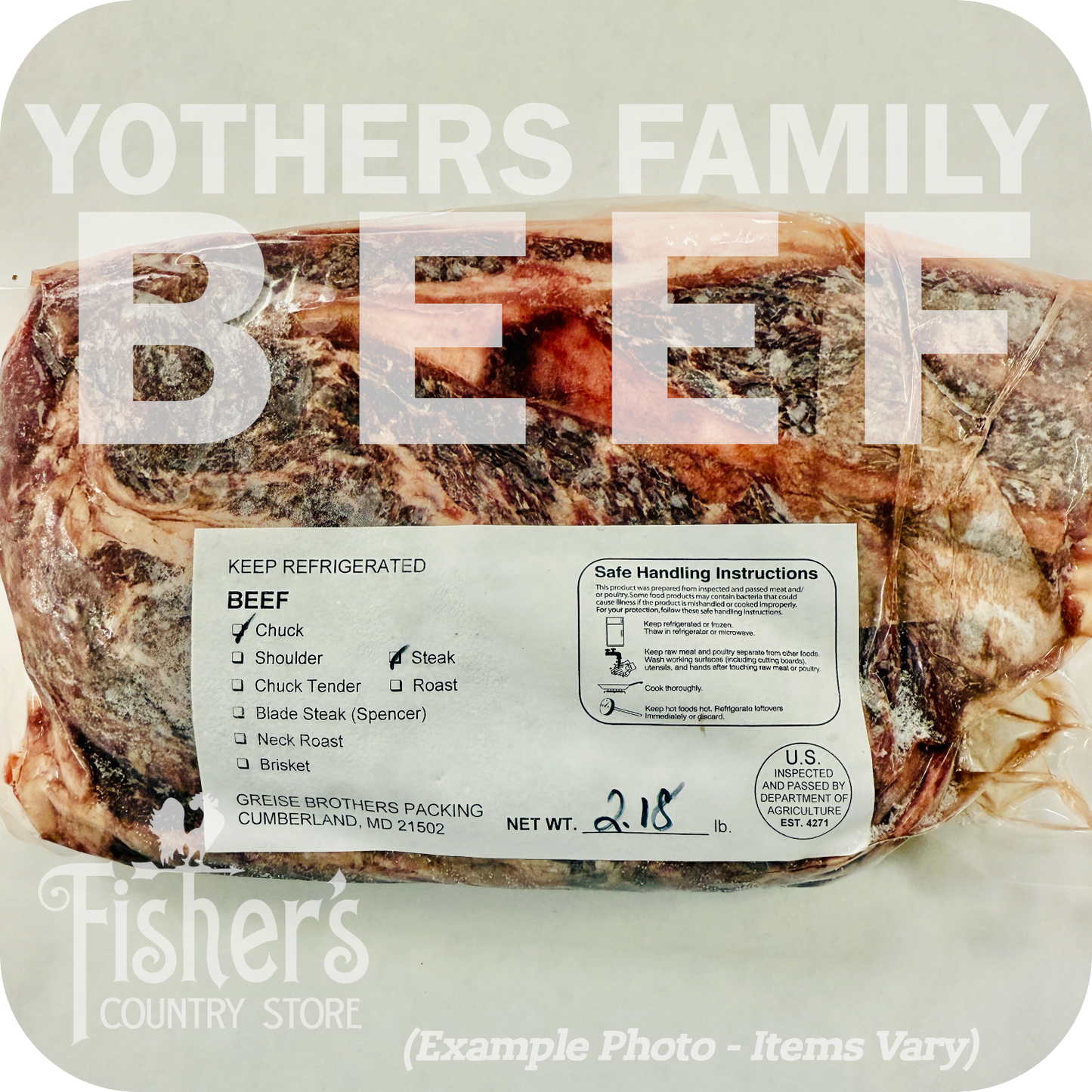 110-130 lb.* Yothers Family Local Beef Quarter - Cut, Wrapped, & Frozen $7.55/lb.