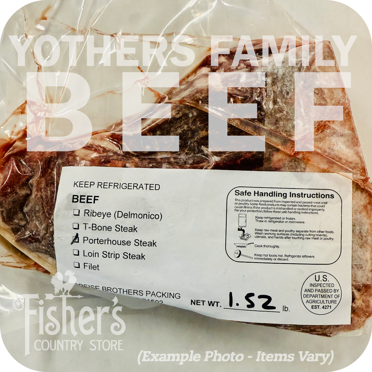 110-130 lb.* Yothers Family Local Beef Quarter - Cut, Wrapped, & Frozen $7.55/lb.