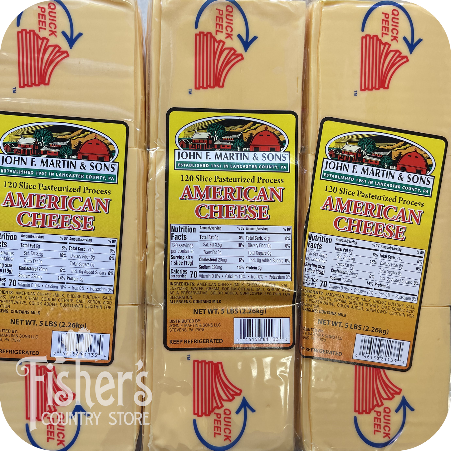 5 lb. American Cheese, Yellow Sliced